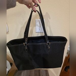 Black Monogram Tote Bag with Top Handles